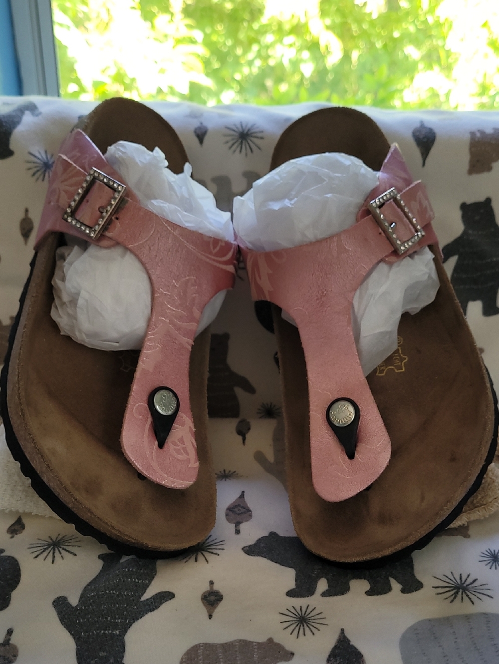 Birkenstock Pink Thong Sandals with Buckle